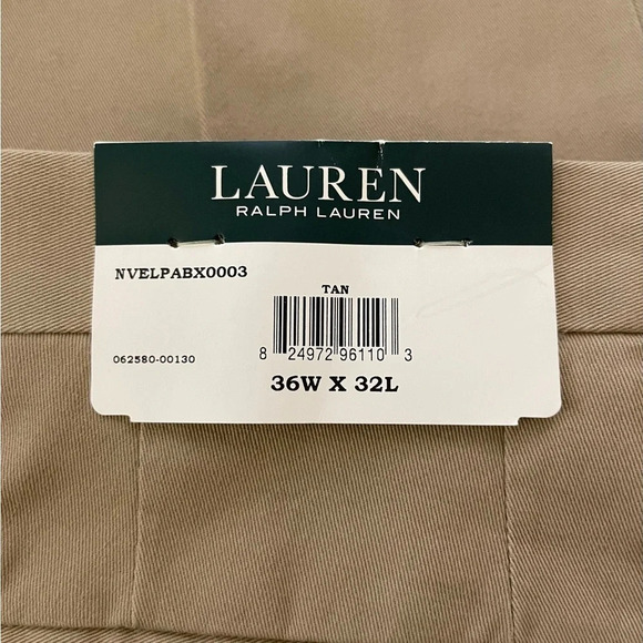 Men’s Lauren Ralph Lauren tan flat front khaki dress pants 36W x 32L - Picture 4 of 5
